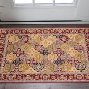 2' X 3' Red Orange And Black Quatrefoil Area Rug
