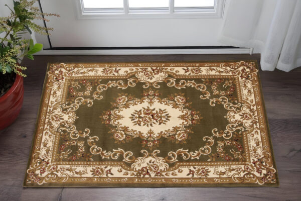 2' X 3' Plum And Ivory Floral Medallion Area Rug