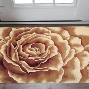 2' X 3' Ivory Machine Woven Hand Carved Oversized Floral Indoor Accent Rug
