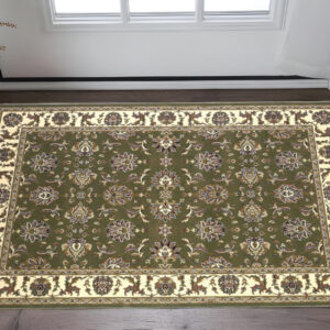 2' X 3' Green And Ivory Floral Area Rug