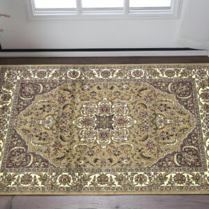 2' X 3' Beige And Ivory Floral Medallion Area Rug