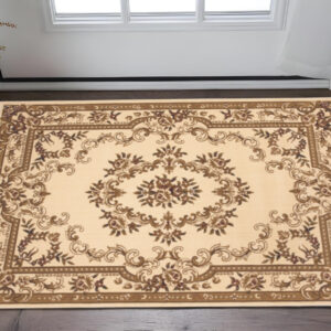 2' X 3' Ivory And Beige Floral Medallion Area Rug