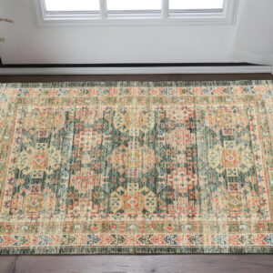2' X 4' Charcoal Medallion Hand Woven Distressed Area Rug