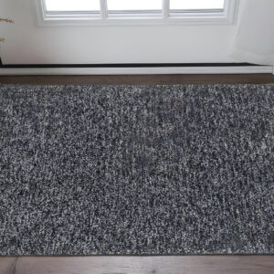 2' X 4' Black And White Shag Hand Woven Area Rug