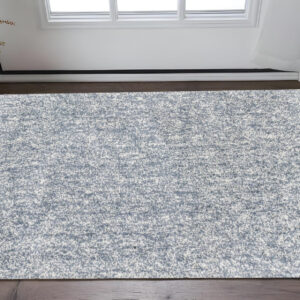 2' X 4' Slate Blue And Ivory Shag Hand Woven Area Rug