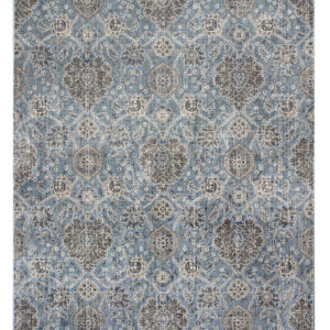 2' X 4' Slate Blue Damask Area Rug