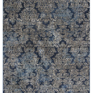 2' X 4' Slate Blue Damask Area Rug
