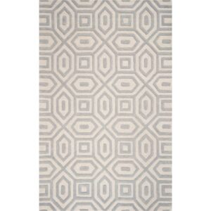 2' X 4' Gray And Ivory Wool Geometric Hand Tufted Area Rug