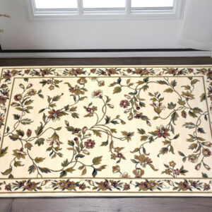 3' X 5' Ivory And Green Floral Vines Area Rug