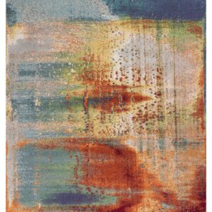 3' X 5' Ivory And Blue Abstract Area Rug