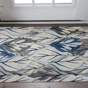 3' X 5' Grey And Navy Area Rug