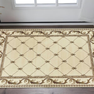 3' X 5' Ivory And Beige Floral Vines Area Rug