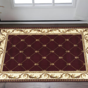 3' X 5' Red And Ivory Floral Vines Area Rug