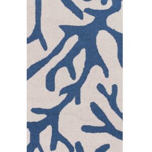 8' Ivory And Blue Runner Rug