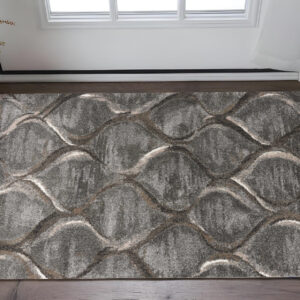 3' X 5' Charcoal And Light Gray Ogee Area Rug