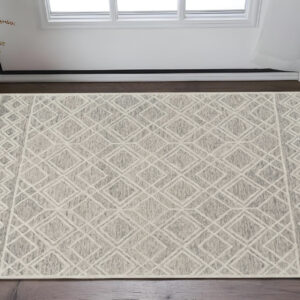 3' X 5' Sand Geometric Diamond Wool Area Rug