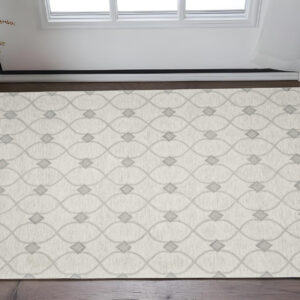 3' X 5' Ivory And Gray Wool Ogee Hand Tufted Area Rug
