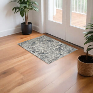 3' X 5' Ivory Floral Medallion Area Rug