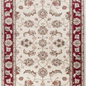 5' X 8' Ivory And Red Floral Area Rug