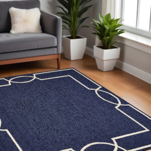7' X 7' Ocean Blue Hand Hooked Area Rug