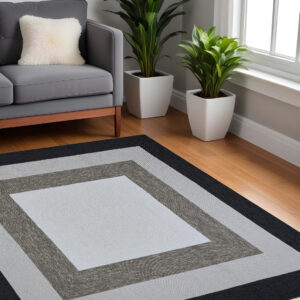 7' X 7' Gray Geometric Hand Hooked Area Rug
