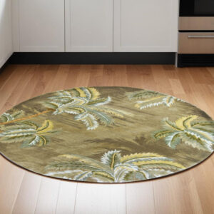 5' Moss Green Round Wool Hand Tufted Area Rug