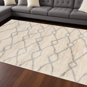 7' X 9' Gray and Ivory Area Rug