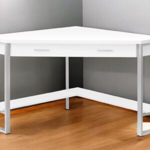 42" White and Silver Corner Computer Desk