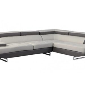 Gray Leather L Shaped Two Piece Corner Sectional