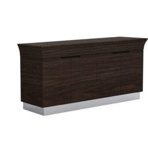 70" Dark Brown Two Drawer Buffet Table with Four Doors