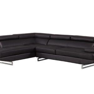 Black Leather L Shaped Two Piece Corner Sectional