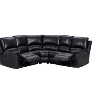 Black Polyester Blend Power Reclining U Shaped Three Piece Corner Sectional