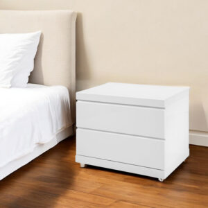 18" White Wood Two Drawer Nightstand
