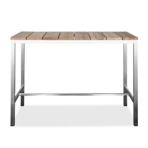 55" Wood Brown And Silver Solid Wood And Stainless Steel Dining Table