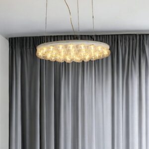 29 X 29 X 7 White Glass Metal Pendant Lamp