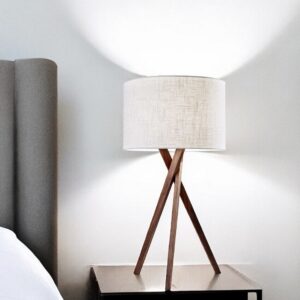 Tripod Leg Walnut Wood Table Lamp