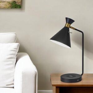 Asymmetrical Diabolo Black Metal Desk Lamp