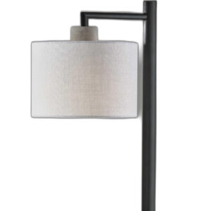 23" Gray Metal Novelty Table Lamp With White Empire Shade
