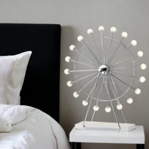 22" Off White Metal Multi Light Bedside LED Table Lamp With Off White Globe Shade