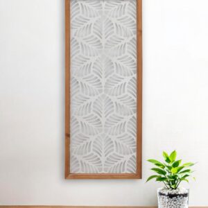 25" X 10" White and Natural Leaf Floral Wood and Metal Wall Decor