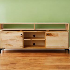 72" Solid Wood Enclosed and Open Storage TV Stand