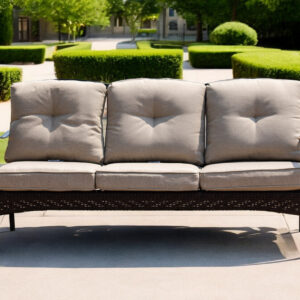 69" Beige Polyester Blend Settee With Black Legs