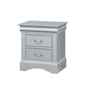24" White Wood Two Drawer Nightstand