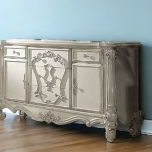 70" Bone White Solid Wood Six Drawer Combo Dresser
