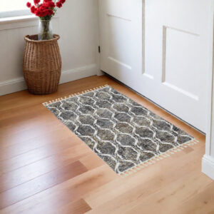 3' X 5' Gray Trellis Area Rug