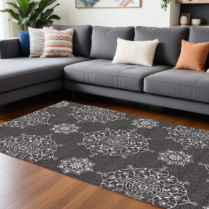 8' X 10' Charcoal Hand Tufted Area Rug