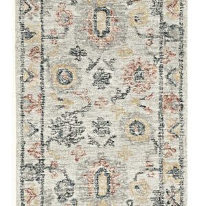 8' Ivory Hand Tufted Space Dyed Floral Traditional Indoor Runner Rug