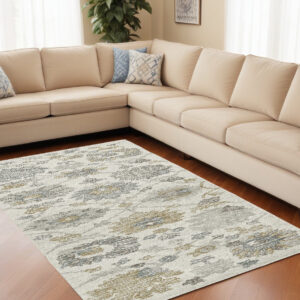 8' X 11' Ivory Gray And Green Wool Floral Hand Tufted Area Rug