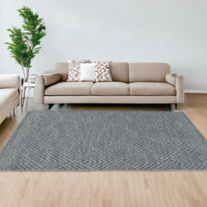 9' X 13' Gray Wool Geometric Hand Tufted Area Rug