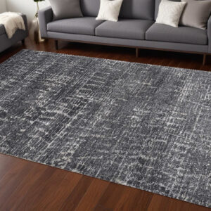 8' X 10' Gray And Dark Gray Abstract Distressed Area Rug